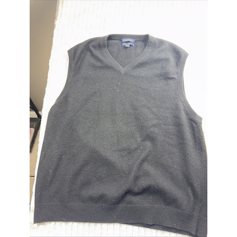 100% Cashmere Vest Black‎ Large Club Room Preppy Golf Classic Modern Academia